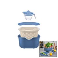 MAVİ 5PCS MUTFAK SETİ PLS.KARIŞTIRMA KAP=4LT - SÜZGEÇ=3.5LT - KESİM PANO - SIKACAK=0.25LT