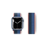 Newface Apple Watch 42mm Hasırlı Cırtcırtlı Kordon - Siyah-Mavi