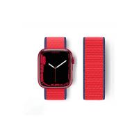 Newface Apple Watch 38mm Hasırlı Cırtcırtlı Kordon - Lacivert-Kırmızı