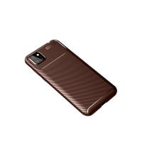 Newface Huawei Y5P Kılıf Auto Focus Karbon Kapak - Kahverengi