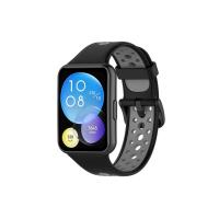 Newface Huawei Watch Fit 2 Spor Delikli Kordon - Siyah-Gri