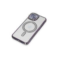 Newface iPhone 13 Kılıf Joke Simli Magneticsafe Kılıf - Derin Mor