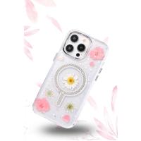 Newface iPhone 14 Pro Flower Magsafe Kapak - Krem