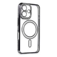 Newface iPhone 16 Kılıf Joke Simli Magneticsafe Kılıf - Siyah