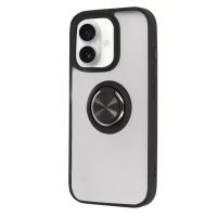 Newface iPhone 16 Kılıf Montreal Yüzüklü Silikon Kapak - Siyah