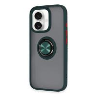 Newface iPhone 16 Kılıf Montreal Yüzüklü Silikon Kapak - Yeşil