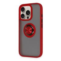 Newface iPhone 16 Pro Kılıf Montreal Yüzüklü Silikon Kapak - Kırmızı