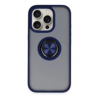 Newface iPhone 16 Pro Max Kılıf Montreal Yüzüklü Silikon Kapak - Lacivert