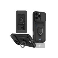 Newface iPhone 16 Pro Kılıf Zuma Kartvizitli Yüzüklü Silikon - Siyah