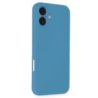 Newface iPhone 16 Plus Kılıf Nano içi Kadife Silikon - Mavi