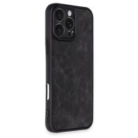 Newface iPhone 16 Pro Kılıf Aras Deri Kapak - Siyah