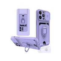 Newface iPhone 13 Pro Kılıf Zuma Kartvizitli Yüzüklü Silikon - Lila