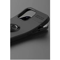 Newface iPhone 12 Pro Max Kılıf Range Yüzüklü Silikon - Siyah-Kırmızı