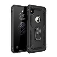 Newface iPhone XS Max Kılıf Sofya Yüzüklü Silikon Kapak - Siyah