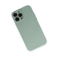 Newface iPhone 13 Pro Max Kılıf Nano içi Kadife Silikon - Su Yeşili