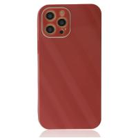 Newface iPhone 12 Pro Kılıf Glass Kapak - Bordo