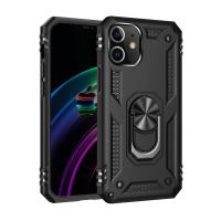 Newface iPhone 12 Mini Kılıf Sofya Yüzüklü Silikon Kapak - Siyah