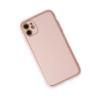 Newface iPhone 12 Kılıf Coco Deri Silikon Kapak - Pudra