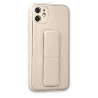 Newface iPhone 12 Kılıf Coco Deri Standlı Kapak - Beyaz