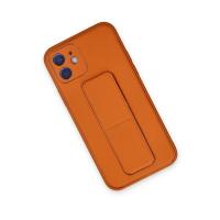 Newface iPhone 12 Kılıf Coco Deri Standlı Kapak - Turuncu