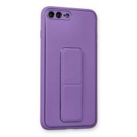 Newface iPhone 7 Plus Kılıf Coco Deri Standlı Kapak - Koyu Lila