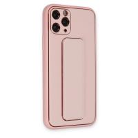 Newface iPhone 11 Pro Max Kılıf Coco Deri Standlı Kapak - Pembe