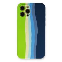 Newface iPhone 12 Pro Max Kılıf Ebruli Lansman Silikon - Yeşil-Koyu Yeşil