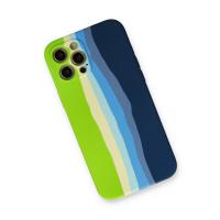 Newface iPhone 12 Pro Max Kılıf Ebruli Lansman Silikon - Yeşil-Koyu Yeşil