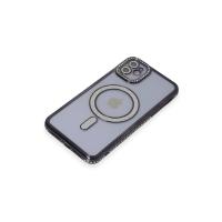 Newface iPhone 11 Kılıf Joke Simli Magneticsafe Kılıf - Siyah