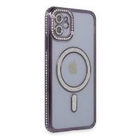 Newface iPhone 11 Kılıf Joke Simli Magneticsafe Kılıf - Derin Mor