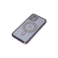 Newface iPhone 11 Kılıf Joke Simli Magneticsafe Kılıf - Derin Mor