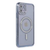 Newface iPhone 11 Kılıf Joke Simli Magneticsafe Kılıf - Mavi