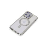 Newface iPhone 14 Pro Kılıf Joke Simli Magneticsafe Kılıf - Gümüş