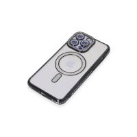 Newface iPhone 14 Pro Max Kılıf Joke Simli Magneticsafe Kılıf - Siyah