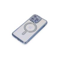 Newface iPhone 14 Pro Max Kılıf Joke Simli Magneticsafe Kılıf - Mavi