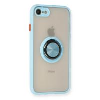 Newface iPhone 7 Kılıf Montreal Yüzüklü Silikon Kapak - Buz Mavi