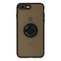 Newface iPhone 7 Plus Kılıf Montreal Yüzüklü Silikon Kapak - Siyah