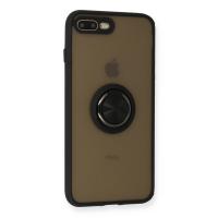 Newface iPhone 7 Plus Kılıf Montreal Yüzüklü Silikon Kapak - Siyah