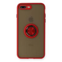 Newface iPhone 7 Plus Kılıf Montreal Yüzüklü Silikon Kapak - Kırmızı