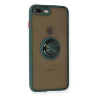 Newface iPhone 7 Plus Kılıf Montreal Yüzüklü Silikon Kapak - Yeşil