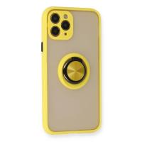 Newface iPhone 11 Pro Kılıf Montreal Yüzüklü Silikon Kapak - Sarı
