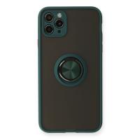 Newface iPhone 11 Pro Kılıf Montreal Yüzüklü Silikon Kapak - Yeşil