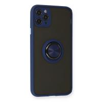 Newface iPhone 11 Pro Max Kılıf Montreal Yüzüklü Silikon Kapak - Lacivert