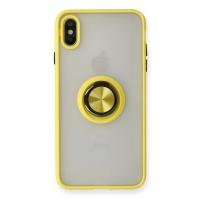 Newface iPhone X Kılıf Montreal Yüzüklü Silikon Kapak - Sarı