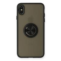 Newface iPhone XS Max Kılıf Montreal Yüzüklü Silikon Kapak - Siyah