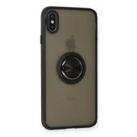 Newface iPhone XS Max Kılıf Montreal Yüzüklü Silikon Kapak - Siyah