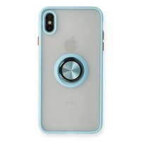 Newface iPhone XS Max Kılıf Montreal Yüzüklü Silikon Kapak - Buz Mavi