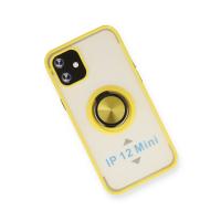 Newface iPhone 12 Mini Kılıf Montreal Yüzüklü Silikon Kapak - Sarı
