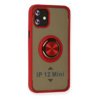 Newface iPhone 12 Kılıf Montreal Yüzüklü Silikon Kapak - Kırmızı