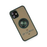 Newface iPhone 12 Kılıf Montreal Yüzüklü Silikon Kapak - Yeşil